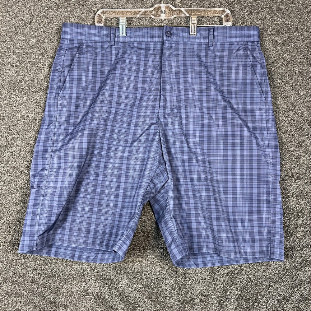 Tommy Armour Mens Blue Plaid Golf Shorts Size 40 Performance Stretch Flat Front